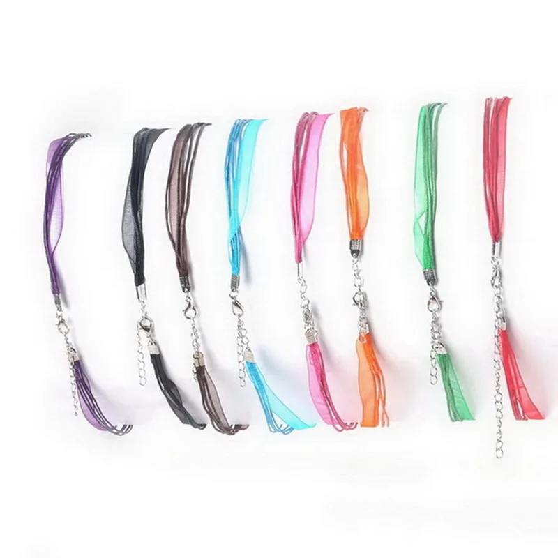 10 шт./лот регулируемый шнур из органзы разных цветов для ожерелья с