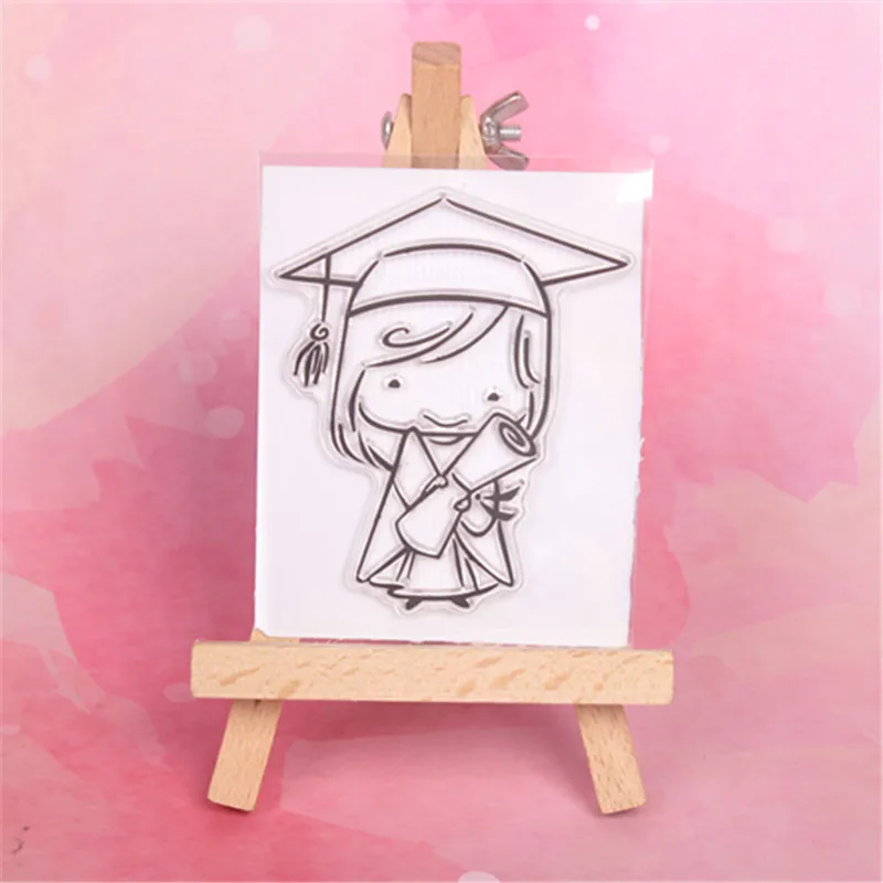 Выпускной студена девушка прозрачный чистый силикон штамп/печать для DIY