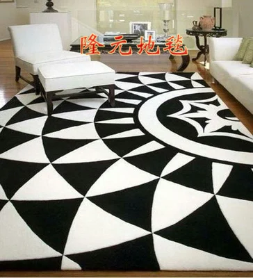 

WINLIFE European Fashion Black And White Carpet, The Sitting Room The Bedroom Tartan Rug, Acrylic Carpets