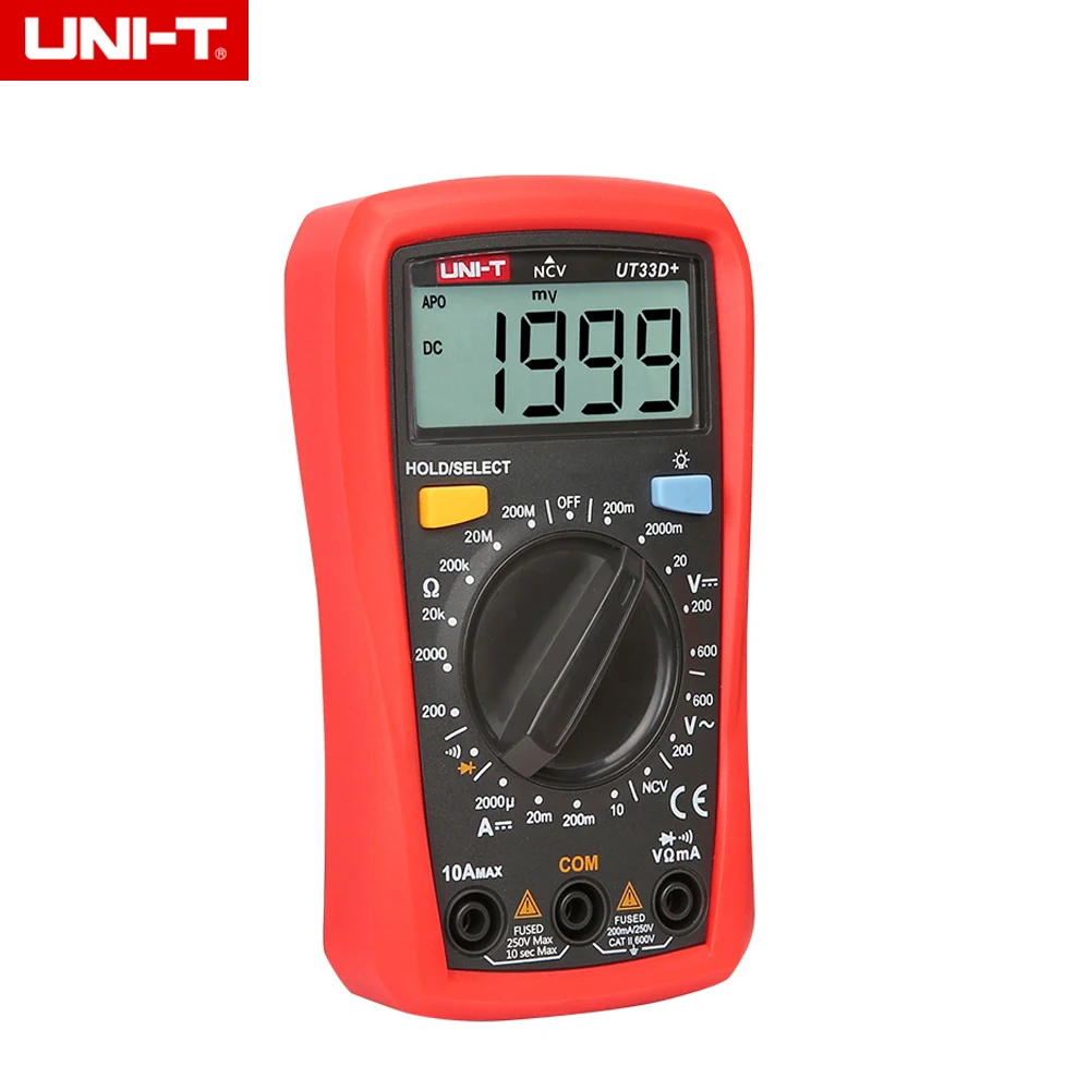 UNI-T UT33D + цифровой мультиметр с NVC Тестер Диапазон 60 в измеритель напряжения 10A DC