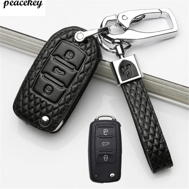 

Leather Car key Cover Case key holder for VW Volkswagen Skoda Golf7 Polo Tiguan Passat Jetta MK5 MK6 T5 Beetle Accessories 2017