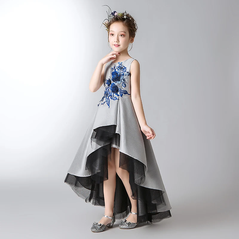 Long Trailing Princess Girl Wedding Dresses Lace Floral Dress For Piano Performance Birthday Party Flower | Детская одежда и обувь