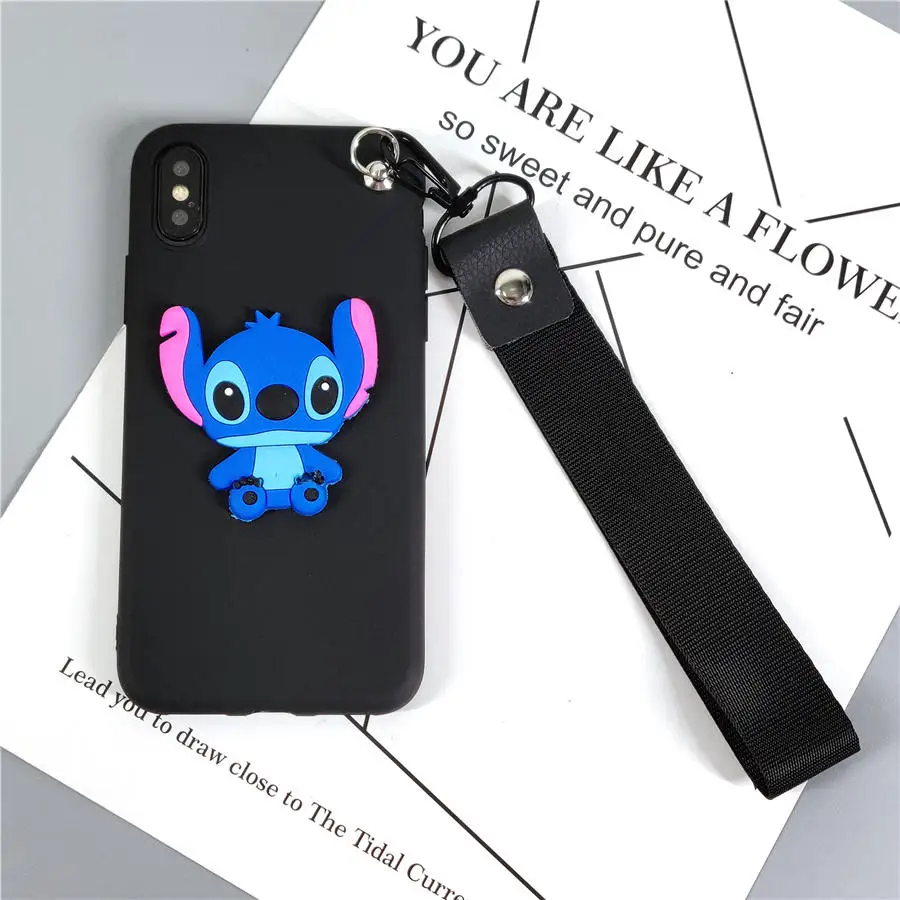 Black Stitch Strap Милый розовый синий 3D Ститч игрушка подставка ремешок чехол для телефона для samsung Galaxy A70 A60 A50 A40 A30 A20 M20 M30 Мягкий ТПУ чехол - Цвет: Black Stitch Strap