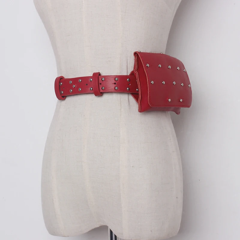 Mihaivina new brand women leather waist bag fashion small belt handbag with revit phone bags | Багаж и сумки