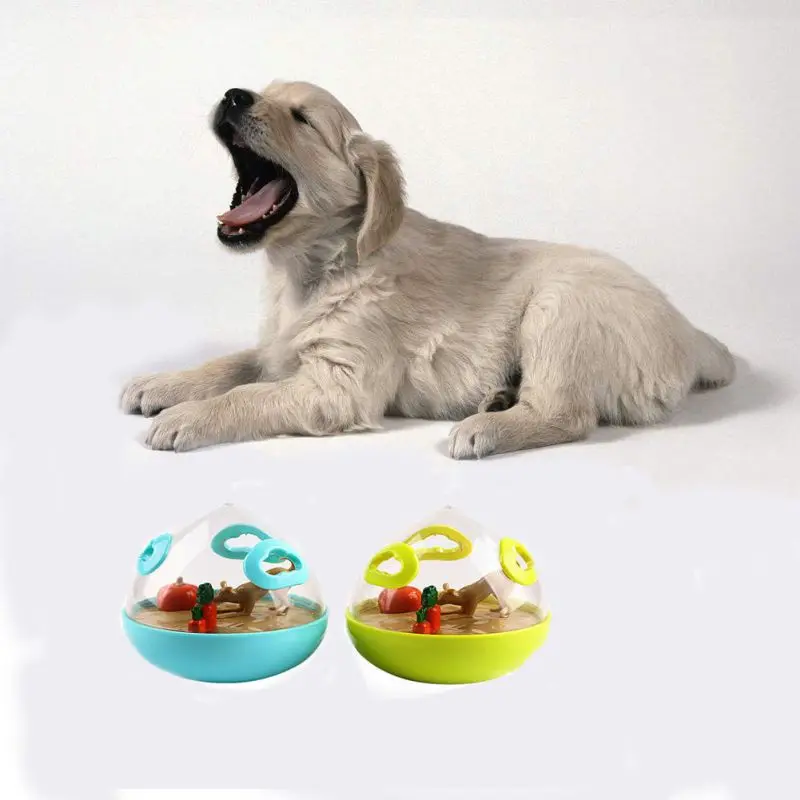 

Fun pet tumbler leaking device creative interactive IQ training cat and dog non-toxic and durable toys feeding game rubber ball