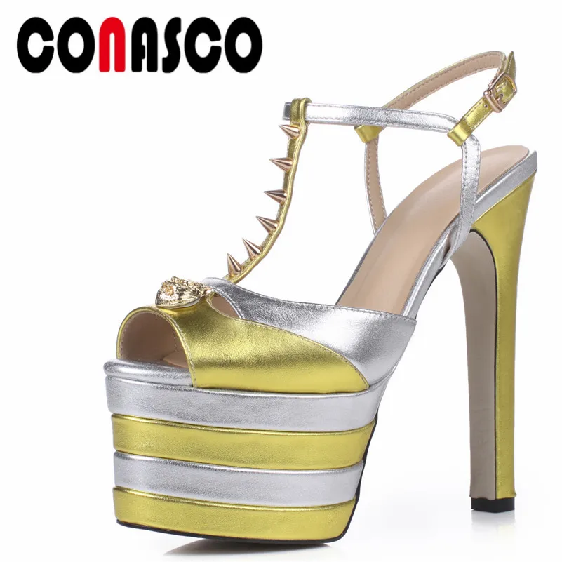 CONASCO 1New поступление женские Ремешок на щиколотке сандалии летние туфли из