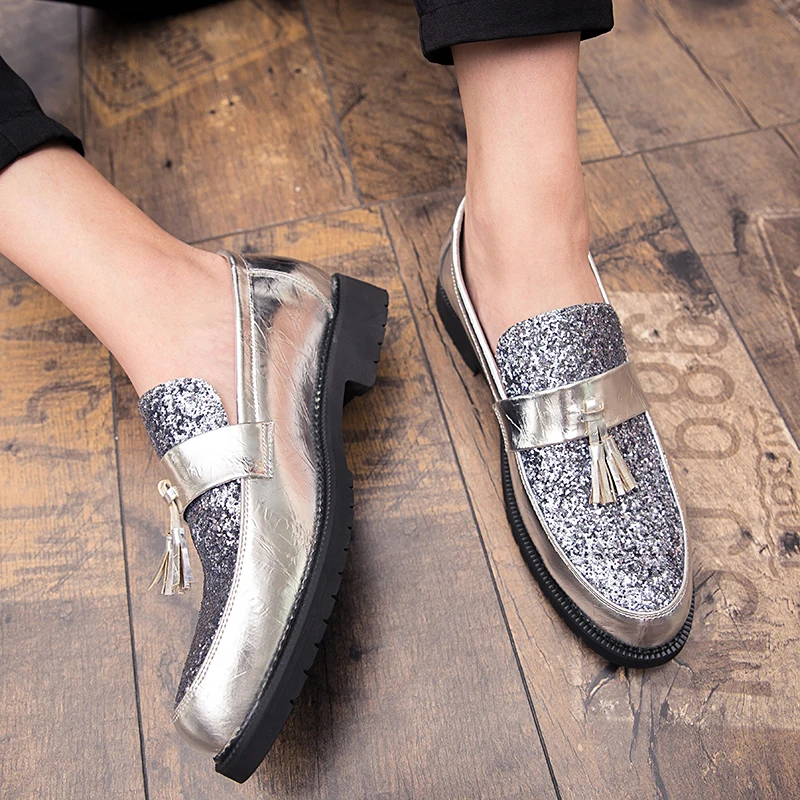 AGSan/мужские лоферы с кисточками Блестящие туфли Вечерние туфли-оксфорды Цвет