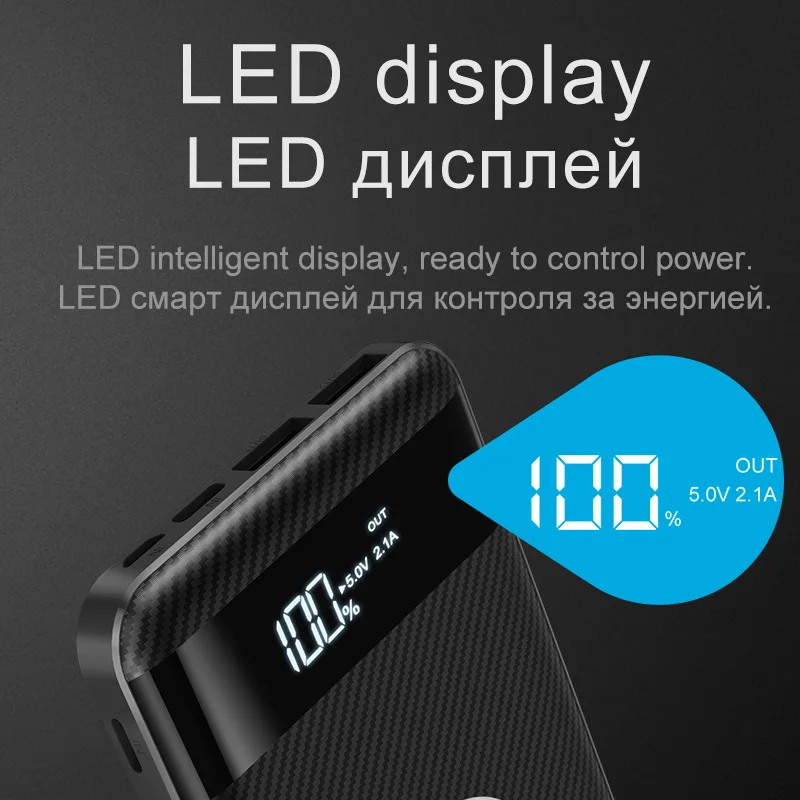 HOCO QI Wireless Charger Power Bank 10000mah Portable Dual USB with Digital Display External Battery Powerbank for iphone X 8 | Мобильные