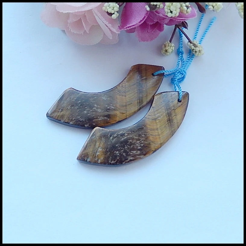 

Natural Tiger Eye Earring Bead,Charms Women Earrings Jewelry Gift Gem Customized,44x11x4mm,9.63g