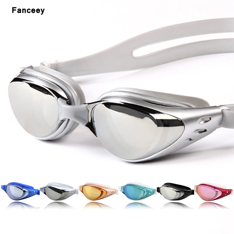 

Fanceey Brand electroplated flat light myopic swimming goggles large frame waterproof antifogging adult swimming glasses