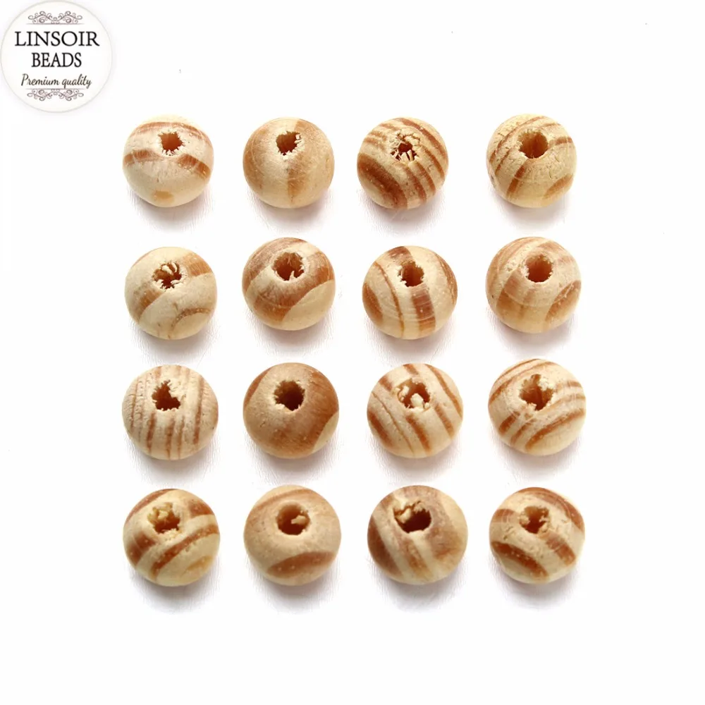 

LINSOIR 300pcs/lot 8mm Round Natural Wooden Bead Loose Organic Ball Spacer Wood Beads For Jewelry Making DIY Houten Kralen F3676