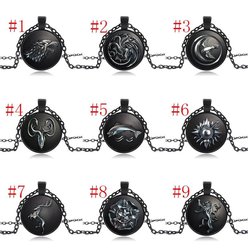 Старк подвеска с дизайном волк ожерелье Игра престолов бижутерия со стеклянными