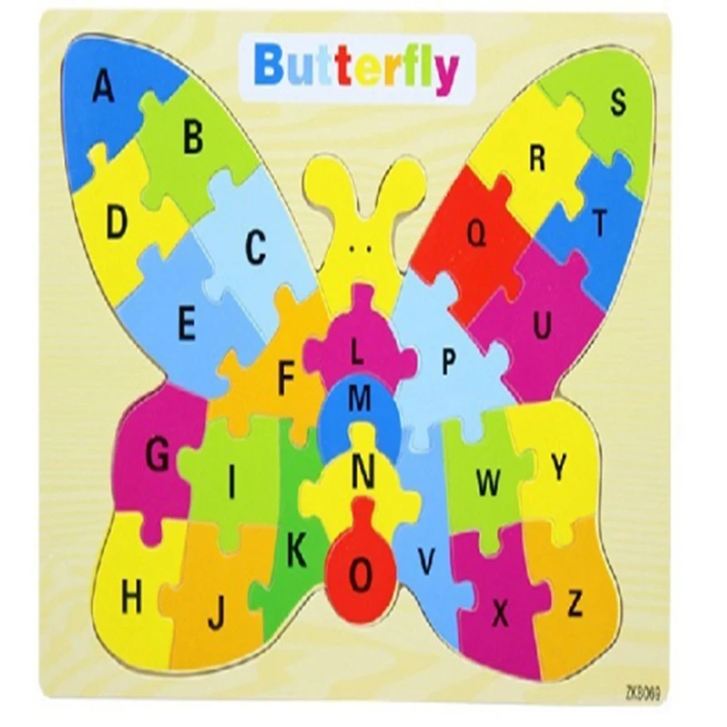 Детские английские буквы цифры деревянные головоломки животных доски раннего