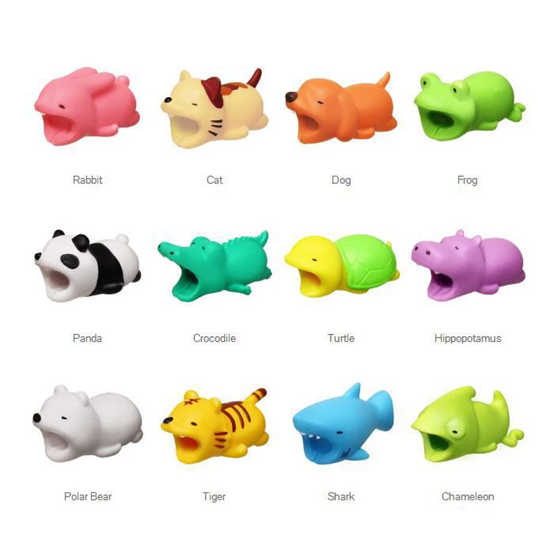 1 pcs Cable Bite Protector for Iphone cable Winder Phone holder Accessory Organizer rabbit dog cat Animal doll model funny | Игрушки и