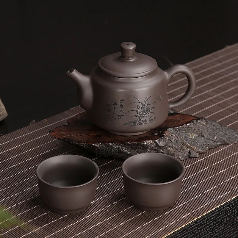Хорошее качество 3 шт. Фиолетовый Глиняный чайный набор 200 мл чайник + 2 Исин Zisha
