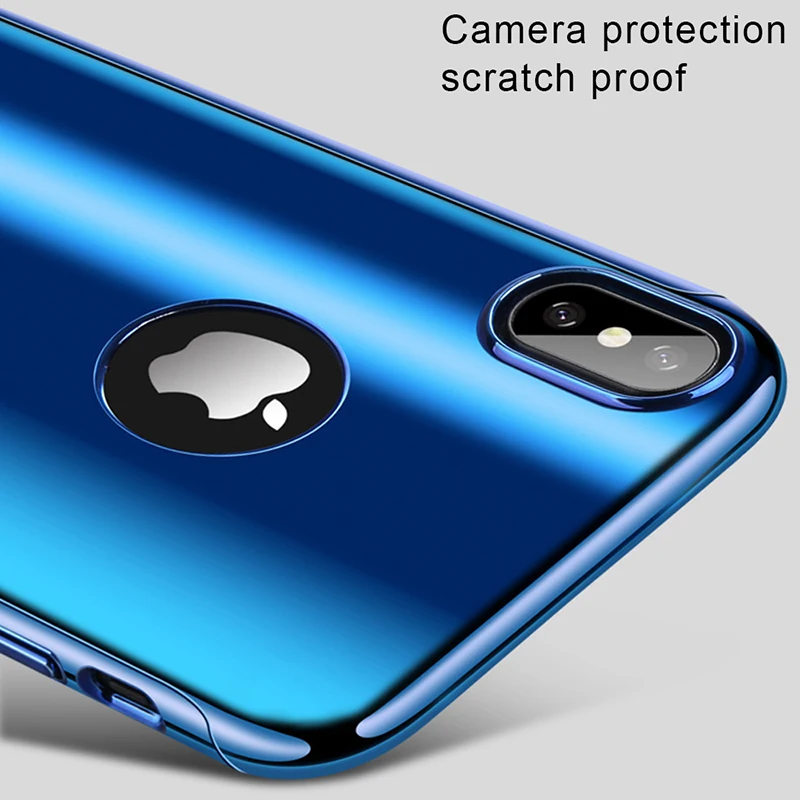 Роскошный ударопрочный чехол на 360 градусов для iPhone X 7 8 Plus с зеркальным покрытием