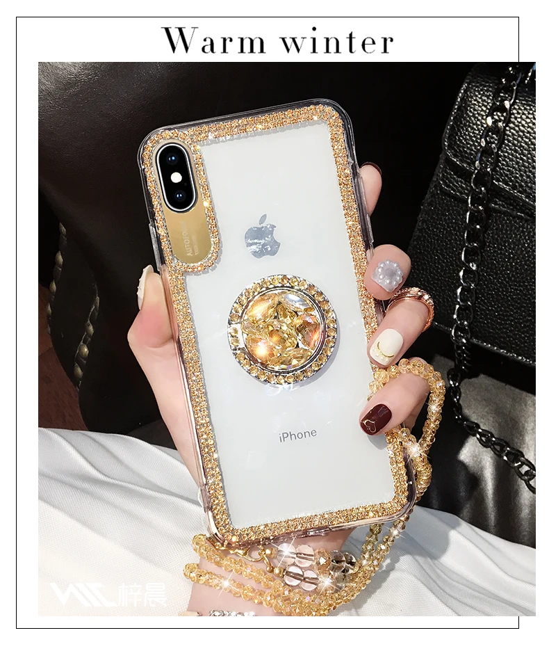 Роскошный блестящий чехол с кольцом для пальца для iPhone X, 8, 7, 6, 6S Plus, XR, XS, 11 Pro Max, модный Мягкий ТПУ чехол для телефона