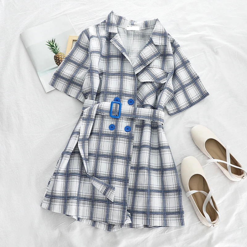 2019 новые модные женские комбинезоны летний клетчатый комбинезон свободный и