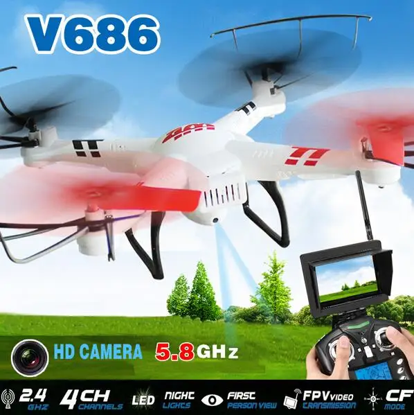 Дрон WLtoys V686g FPV с камерой 2 МП профессиональный Квадрокоптер V686 в реальном времени