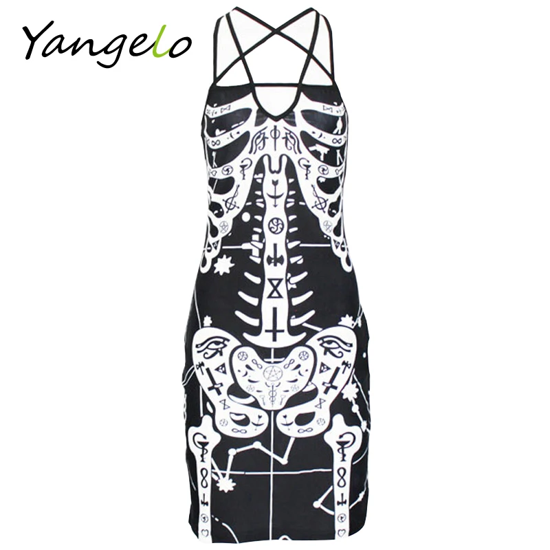 Женское вечернее платье на тонких бретельках черное в стиле панк готическое