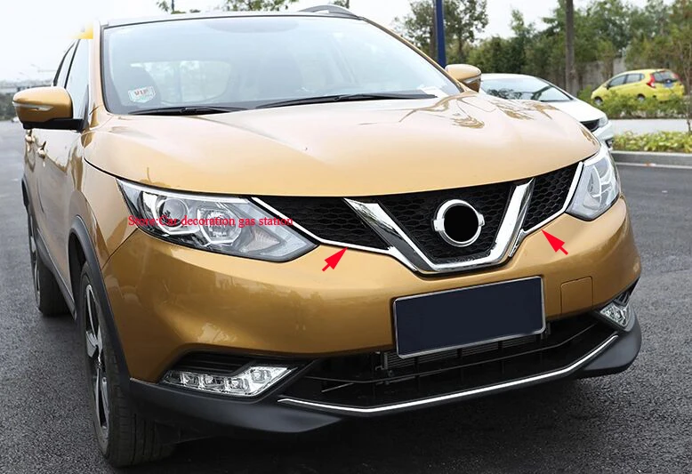 ABS Хром Передняя решетка крышка отделка 2 шт./компл. Подходит для Nissan Qashqai 2015 2016 2017