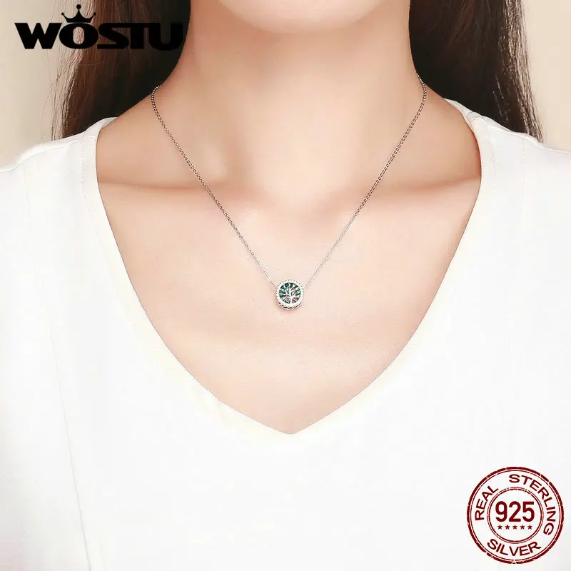 WOSTU Real 925 Sterling Silver Green Life Tree Beads Fit Charm Bracelet Necklace Pendant For Women Party Wedding Jewelry DXC1095 | Украшения