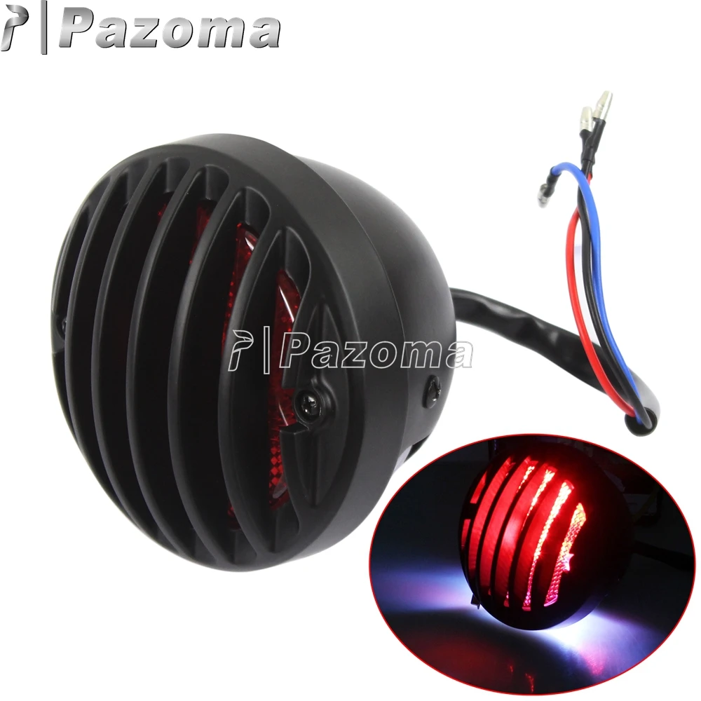 Black Motorcycle Aluminum Grille Shade Tail Stop Brake Light License Plate for Harley Chopper Bobber Cafe Racer Taillight |