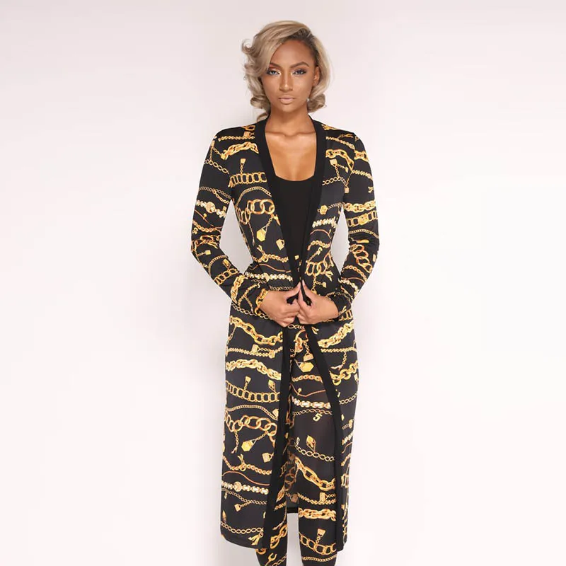 Женский комплект из двух предметов темно-золотые брюки-карандаш с цепочкой и