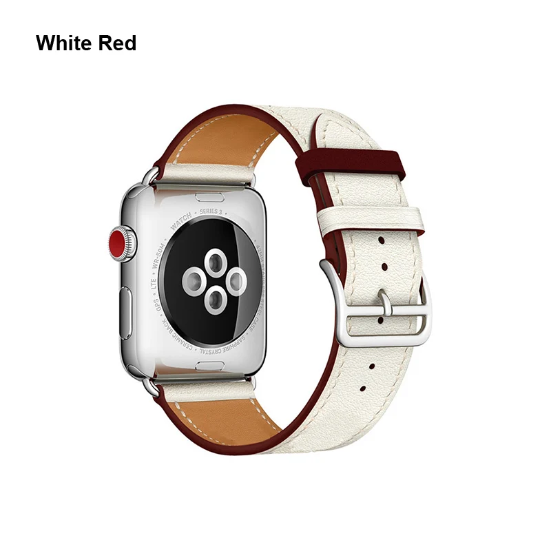 Лидер продаж кожаный один тур ремешок для наручных часов Apple Watch 4 44 мм 40 м, браслет на запястье, ремешок для наручных часов iWatch серии 3/2/1, 42 мм, 38 мм, ремешок для часов - Цвет ремешка: White Red