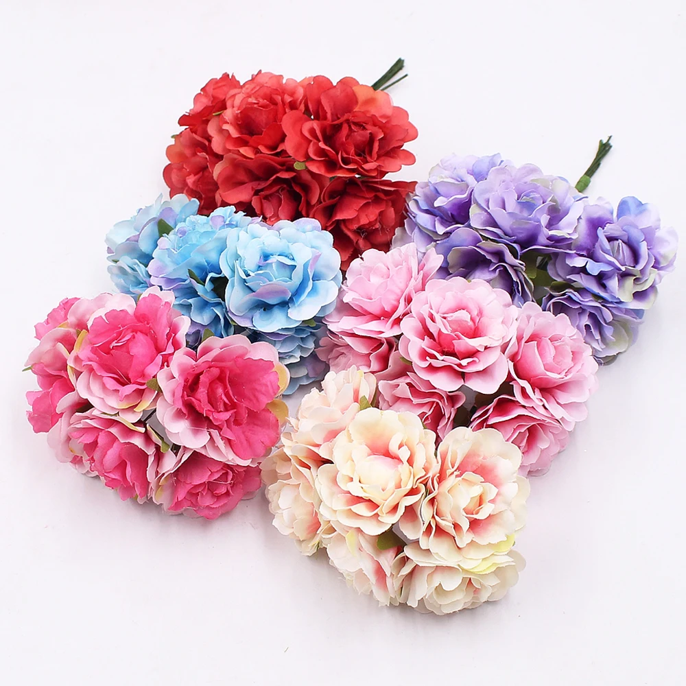 

Искусственные цветы, 6 шт./лот, Мини пион, цветок для свадебвечерние ринки, украшение для дома, ручная работа, коробка «сделай сам», гирлянда, ...