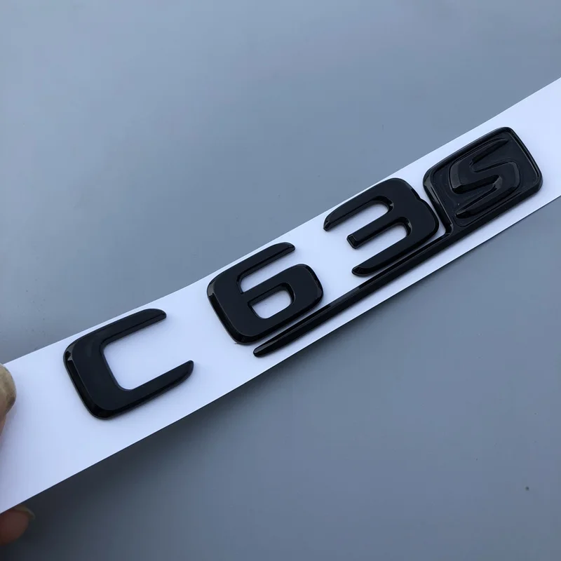 C63S glossy black Глянцевый черный, красный, серебристый S для Mercedes Benz A M G E63S C63S GLC63S GLE63S Эмблема багажника значок автомобиля переоборудование стикер высокое качество - Название цвета: C63S glossy black