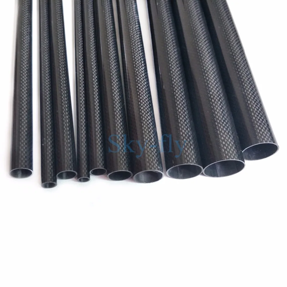 2Pcs 1000mm Length 100% Carbon Fiber Tube Glossy Surface 3K Plain Weave Dia 10mm 12mm 14mm 16mm 18mm 20mm 22mm 24mm 26mm 28mm
