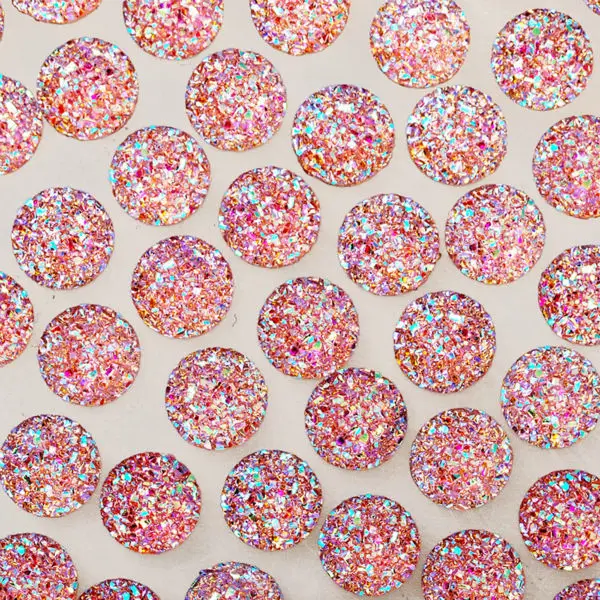 

100pcs 12mm round shiny resin cabochon,Embellishments Craft Supplies,glitter resin for jewelry making,Pink-10062551