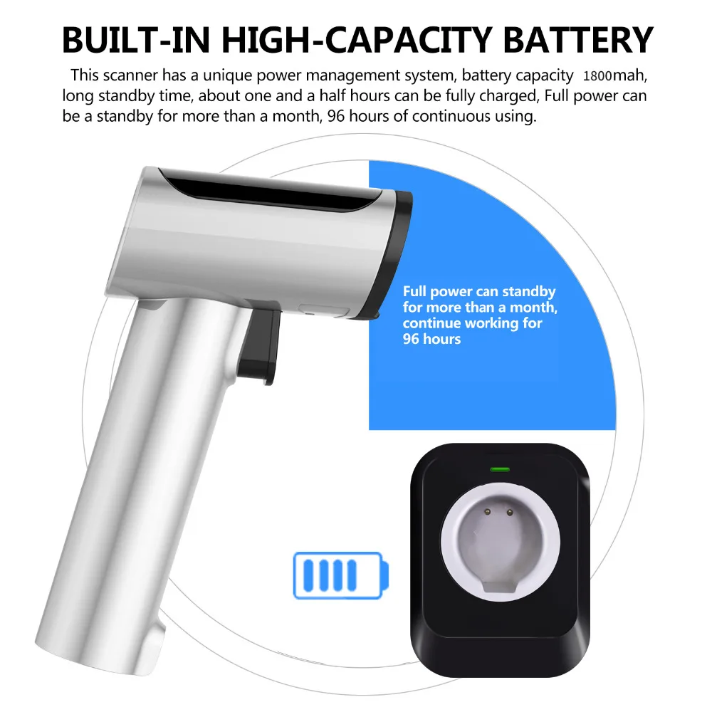Беспроводной Bluetooth сканер штрих кода 1D/2D 16 м 30 100 1800 мА · ч|Сканеры| |