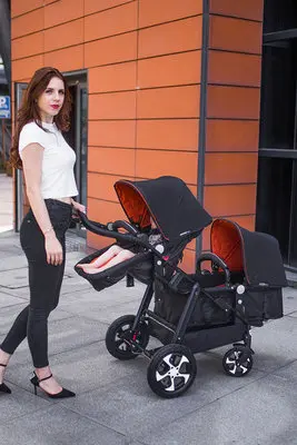 

Twins Baby Stroller Black Light Baby Carriage Multifunction Baby Stroller Aluminum Alloy Double Baby Prams