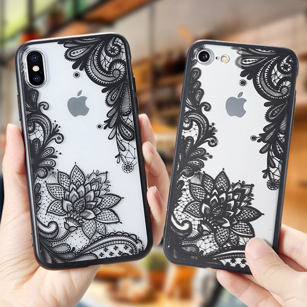 KISSCASE Sexy Lace Flower Floral Case For iPhone 5 5s Cases 3D Cover 6 6s 7 8 Plus SE Back Patterned Funda Coque |
