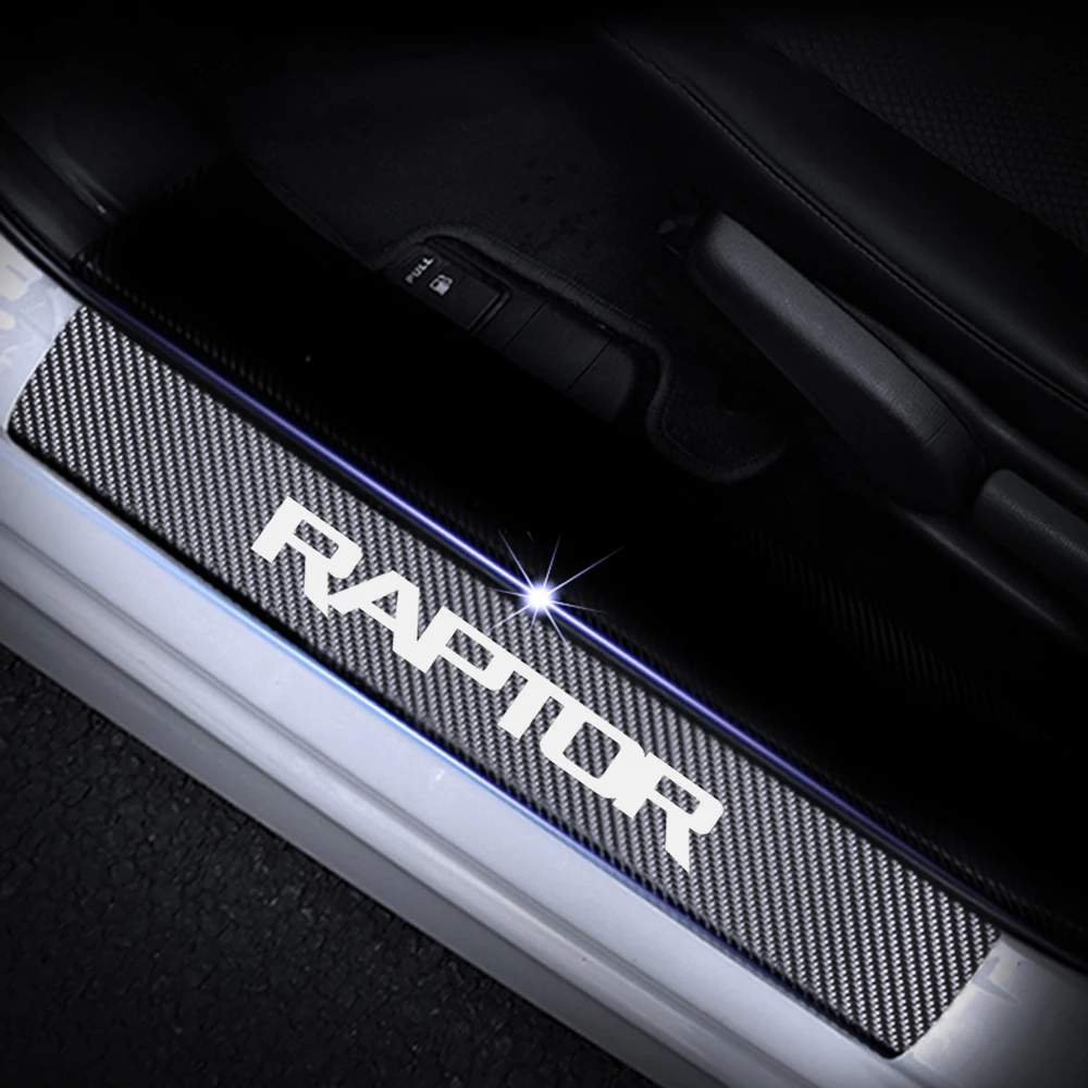 Защита порога двери для Ford RAPTOR F 150 Виниловая наклейка из углеродного волокна на