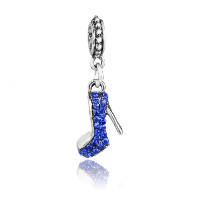 A695 blue Подходит к оригинальному браслету pandora, ожерелье, сделай сам, Женские Ювелирные изделия, новинка, Гламурное трио, помада, высокий каблук, подвеска, шарм, бусина, безделушка - Цвет: A695 blue