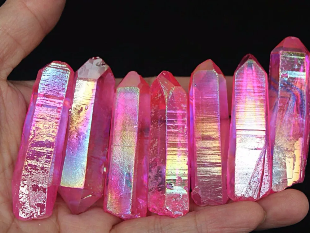 

137g 7Pcs rainbow aura quartz crystal bismuth titanium silicon Specimen