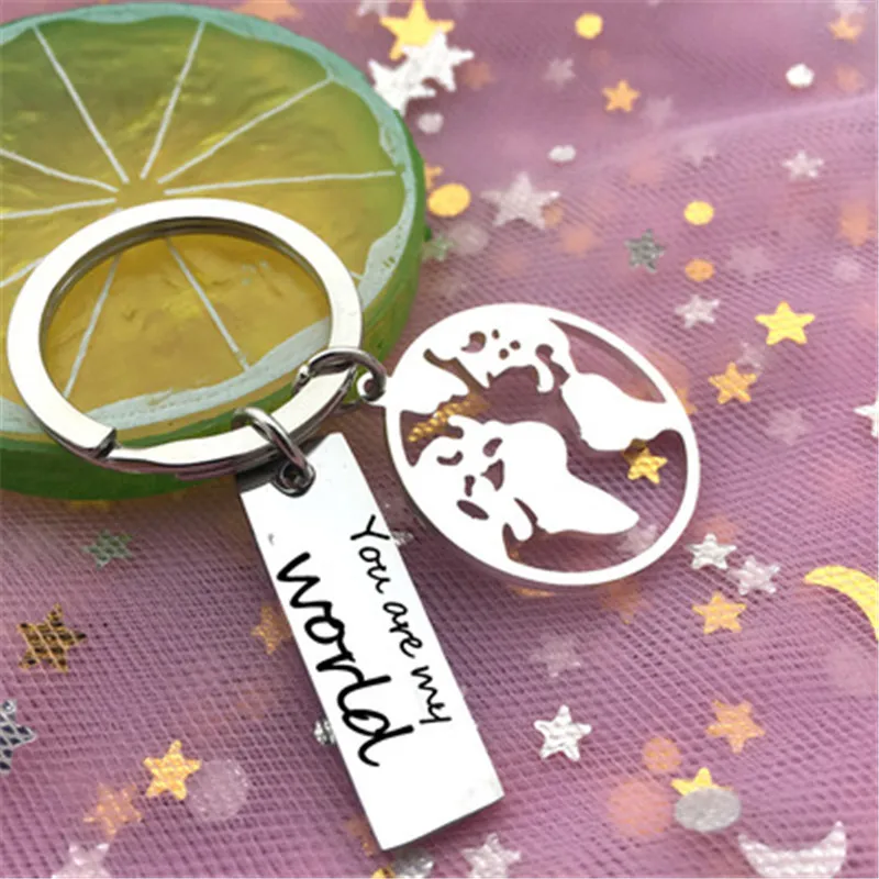 Новинка брелок с именем на заказ вырезами картой мира you are my world кольцо для ключей
