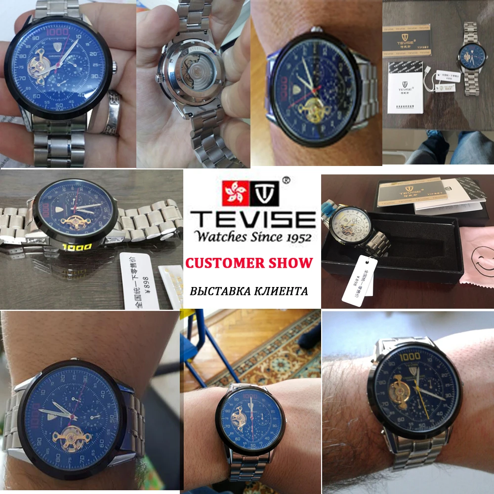 Мужские автоматические часы TEVISE роскошные механические с турбийоном спортивные