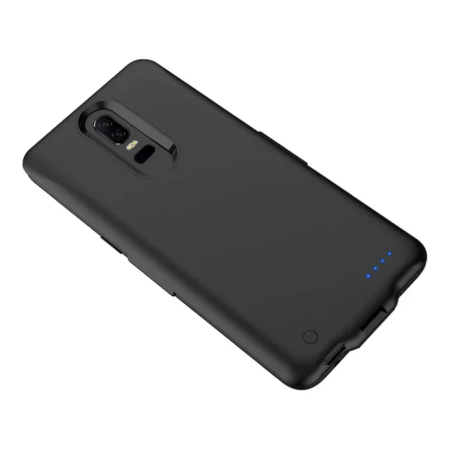 KQJYS 6500mAh Чехол для внешнего аккумулятора, портативное зарядное устройство, Противоударная задняя крышка для Oneplus 6 - Цвет: Black