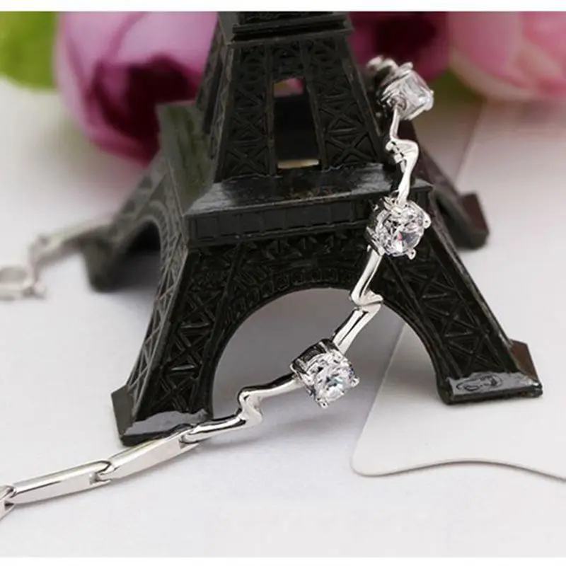 Женский браслет из стерлингового серебра 925 пробы с фианитом | Украшения и