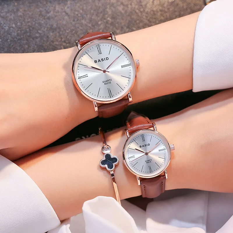 2017 брендовые парные часы BASID для влюбленных пара кварцевых наручных часов модные