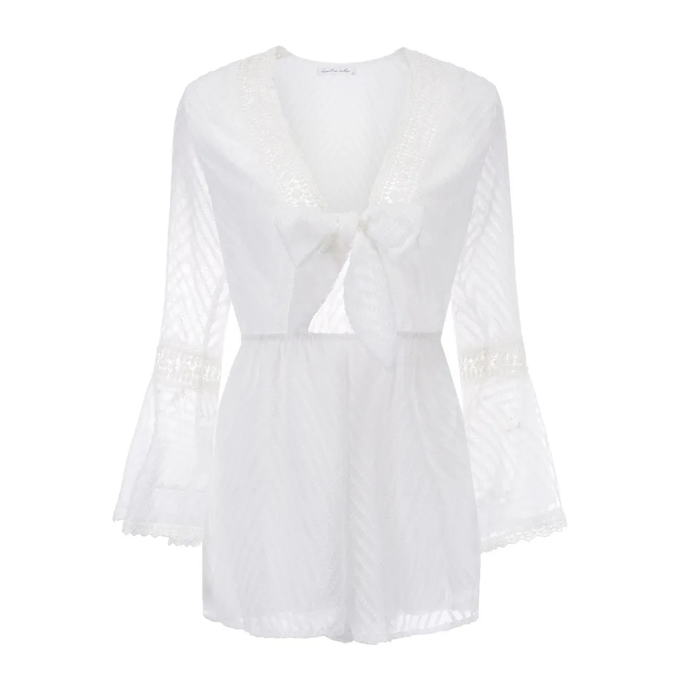 Женский пляжный комбинезон с V образным вырезом|Комбинезоны c шортами| |