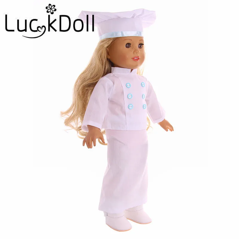 Одежда шеф-повара LUCKDOLL подходит для 18-дюймовых американских кукол 43 см
