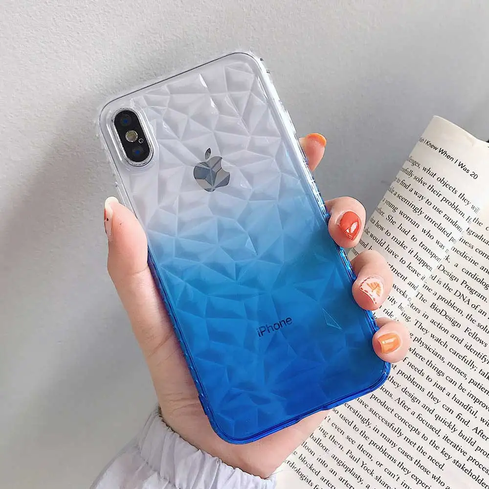 Transparent Gradient Phone Case For iPhone XS MAX XR X Soft Silicone Cases 7 8 6 6s Plus Geometric Anti-knock Cover |