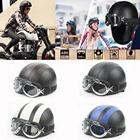 Мотошлем evomosa в стиле ретро, мотоциклетный полушлем с открытым лицом и козырьком, унисекс, для внедорожных гонок, велосипедные солнцезащитные очки, шарф в горошек