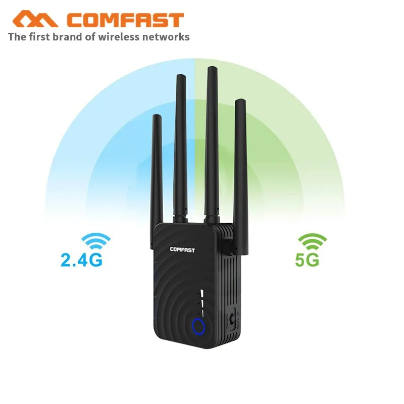 COMFAST CF-WR754AC 1200 Мбит/с беспроводной Wi-Fi расширитель диапазона 2,4 ГГц/5 ГГц двухдиапазонный повторитель сигнала усилитель с 4 внешними антеннами