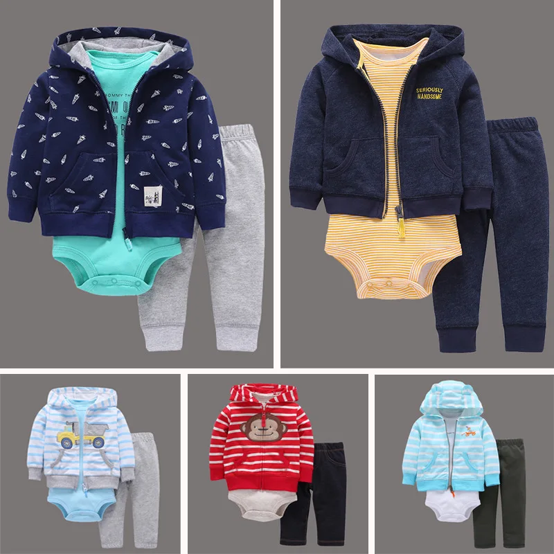 Хлопковая куртка Bebes для маленьких мальчиков 3 шт./Лот штаны футболка модный